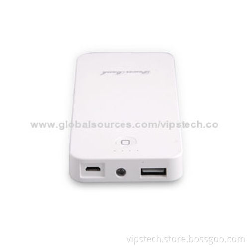 6,000mAh MP3 Player Charger, Li-polymer Battery, Transparent Crystal Design, High-efficiency Torch
